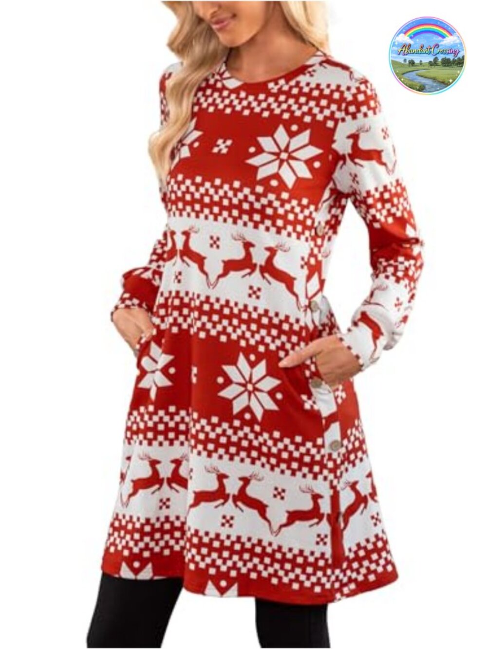 Kikibell Women's Knit Dress Long Sleeve Tunic with Pockets Fall Winter